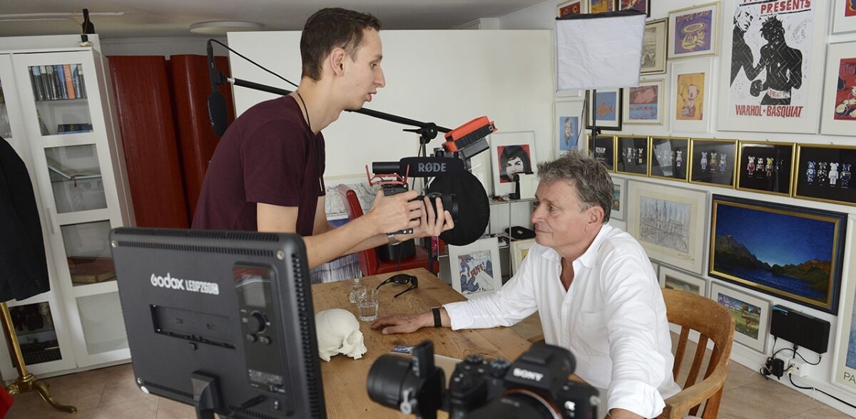 Filmemacher Fabian Bürgi (r.) mit DeinAdieu-Autor Martin Schuppli.